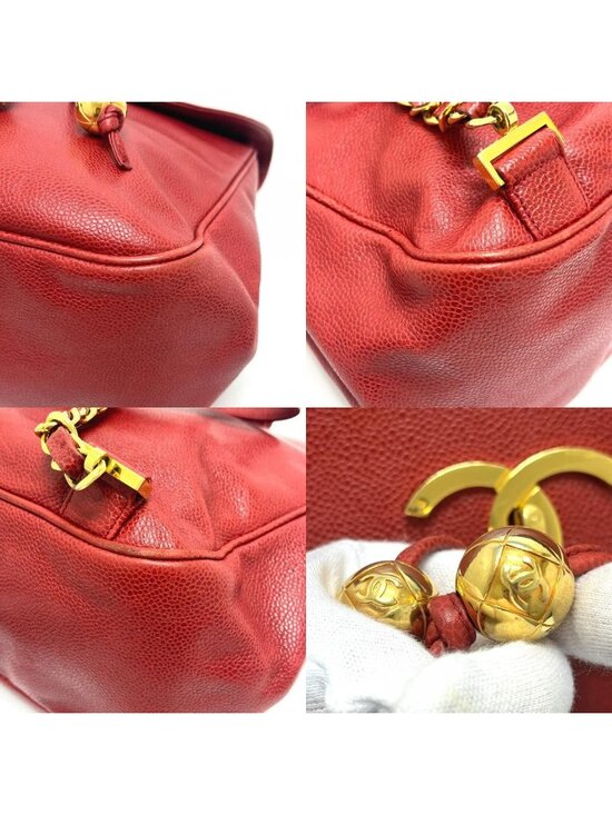 Chanel Backpack Sac CC Logo Caviar Leather Red main image 4